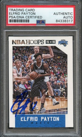2015-16 NBA Hoops #229 Elfrid Payton Signed Card AUTO PSA/DNA Slabbed Magic