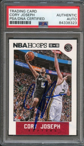 2015-16 NBA Hoops #207 Cory Joseph Signed Card AUTO PSA Slabbed Raptors