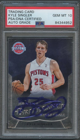 2012-13 Panini Brilliance #269 Kyle Singler Detroit Pistons Signed Card AUTO 10 PSA Slabbed Pistons RC