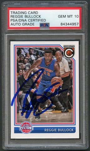 2016-17 Panini Complete #266 Reggie Bullock Signed Card AUTO 10 PSA Slabbed Pistons