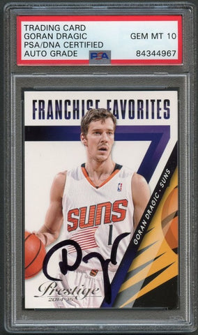 2014-15 Panini Prestige #24 Goran Dragic Signed Card AUTO 10 PSA/DNA Slabbed Suns