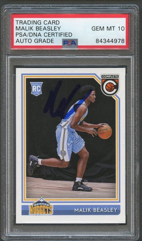 2016-17 Panini Complete #223 Malik Beasley Signed Card AUTO 10 PSA/DNA Slabbed RC