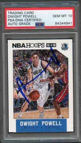 2015-16 NBA Hoops #199 Dwight Powell Card AUTO 10 PSA Slabbed Mavericks