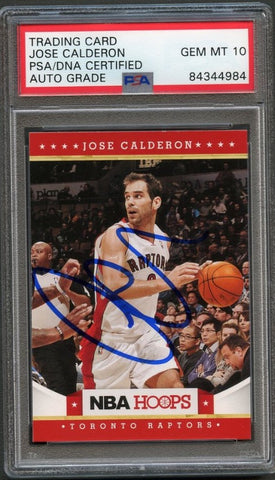 2012-13 NBA HOOPS #24 Jose Calderon Signed Card AUTO 10 PSA Slabbed Raptors