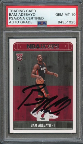 2017-2018 NBA HOOPS #264 BAM ADEBAYO Signed Card AUTO 10 PSA Slabbed RC Heat