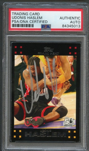 2007-08 Topps #75 Udonis Haslem Signed Card AUTO PSA Slabbed Heat