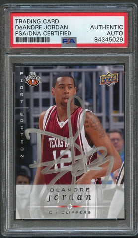 2008-09 Upper Deck First Edition #246 DeAndre Jordan Signed Card AUTO PSA Slabbed