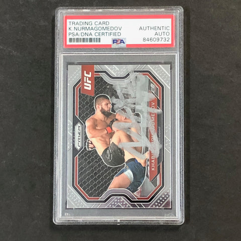 2021 Panini Prizm UFC #181 Khabib Nurmagomedov Signed Card AUTO PSA Slabbed