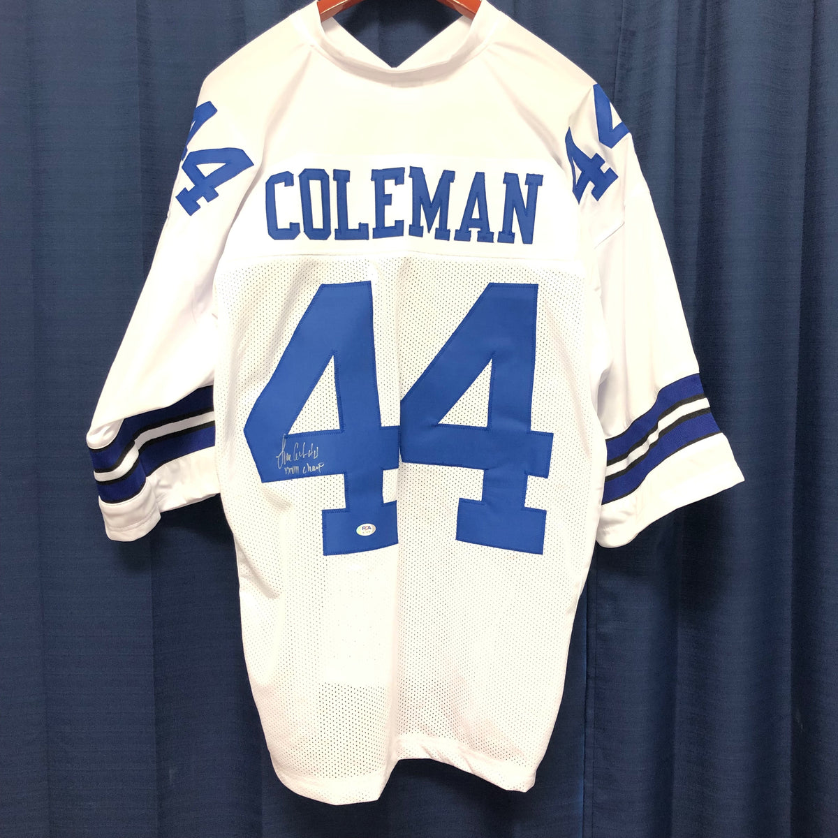 Lincoln Coleman Dallas Cowboys Signed Blue Jersey JSA COA – Prime Time  Sports