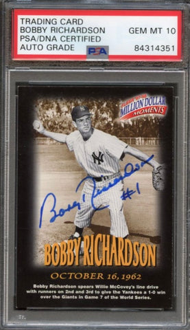1997-98 Fleer Million Dollar Moments #27 Bobby Richardson Signed Card AUTO 10 PSA Slabbed