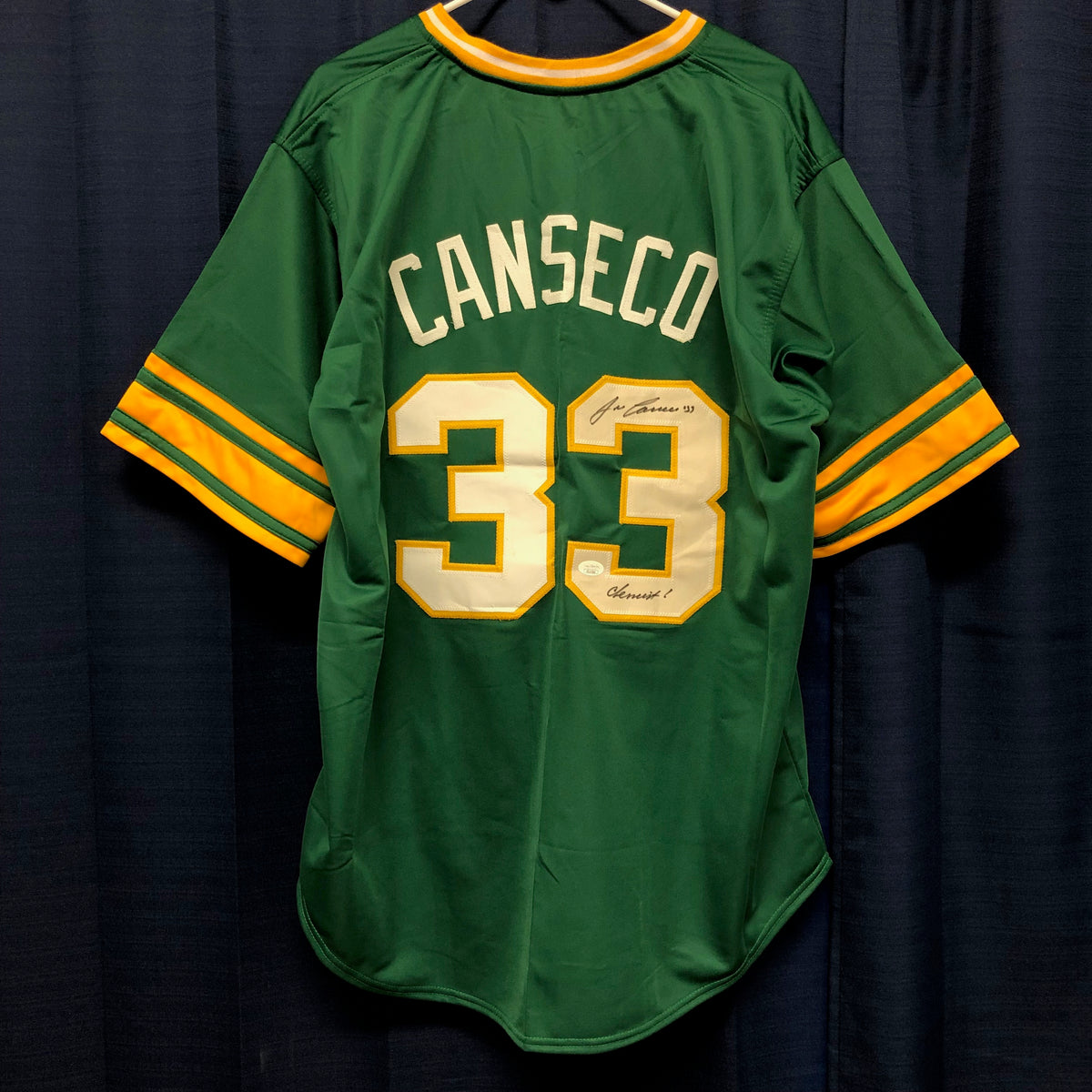 JOSE CANSECO SIGNED AUTO OAKLAND ATHLETICS GREEN