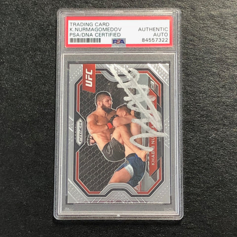 2021 Panini Prizm UFC #181 Khabib Nurmagomedov Signed Card AUTO PSA Slabbed