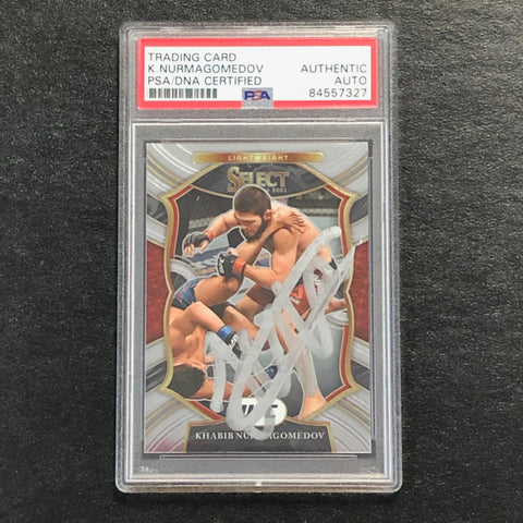 2021 Panini Select #47 Khabib Nurmagomedov Signed Card AUTO PSA Slabbed