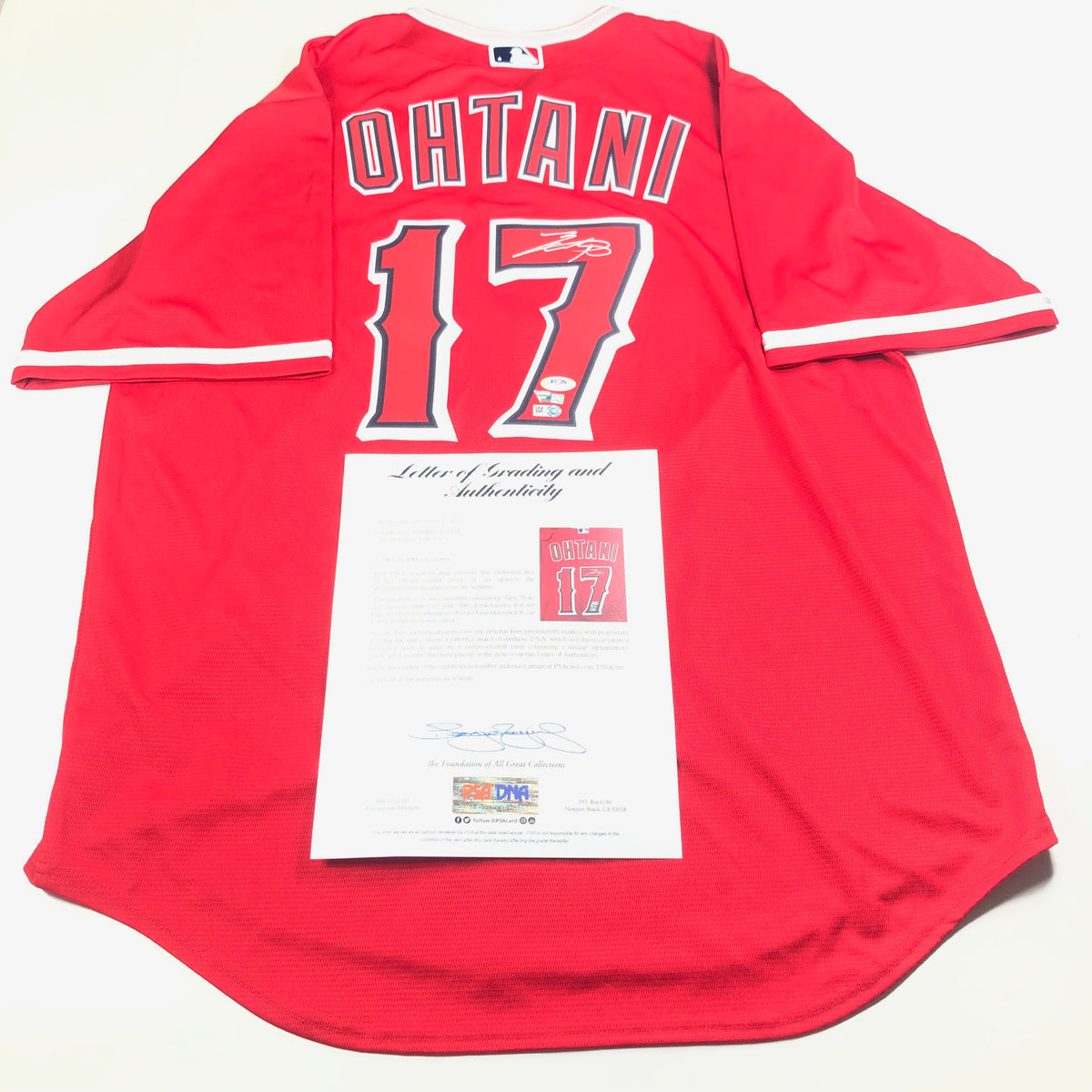 Shohei Ohtani Autographed in Silver Replica Home Jersey
