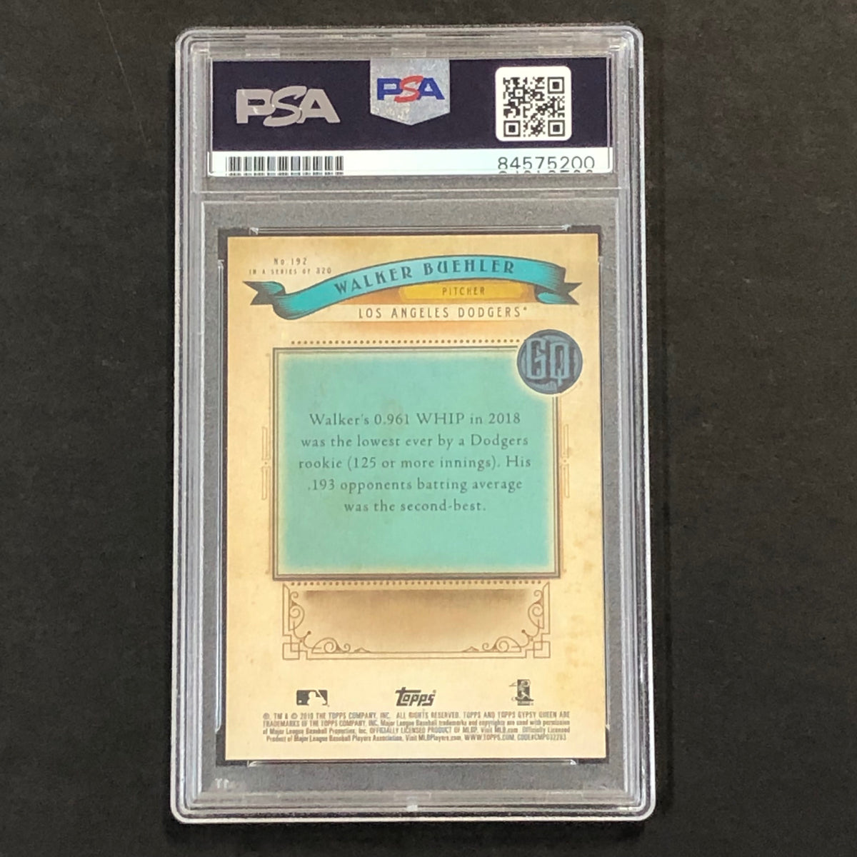 2019 Topps Gypsy Queen #192 Walker Buehler Signed Card PSA Slabbed Aut –  Golden State Memorabilia