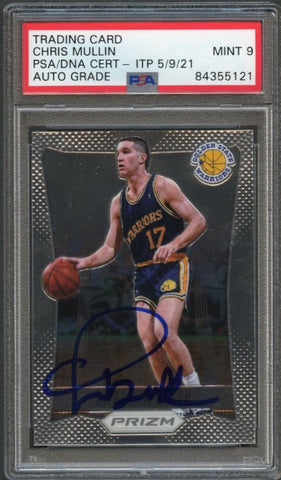 2012-13 Panini Prizm #185 Chris Mullin Signed Card AUTO Grade 9 PSA Slabbed Warriors