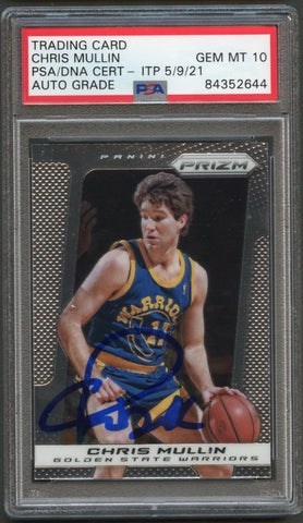2013-14 Panini Prizm #256 Chris Mullin Signed Card AUTO Grade 10 PSA Slabbed Warriors