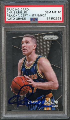 2014-15 Panini Prizm #244 Chris Mullin Signed Card AUTO Grade 10 PSA Slabbed Warriors