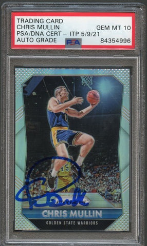 2015-16 PANINI PRIZM SILVER #273 Chris Mullin Signed Card AUTO Grade 10 PSA Slabbed Warriors
