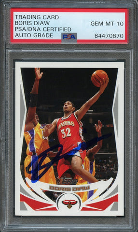 2004 NBA Topps #65 Boris Diaw Signed Card AUTO 10 PSA Slabbed RC