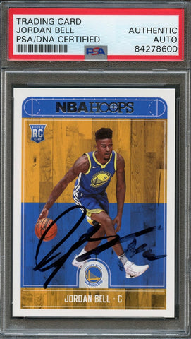2017 Panini NBA Hoops #288 Jordan Bell Signed Card AUTO PSA Slabbed Warriors RC