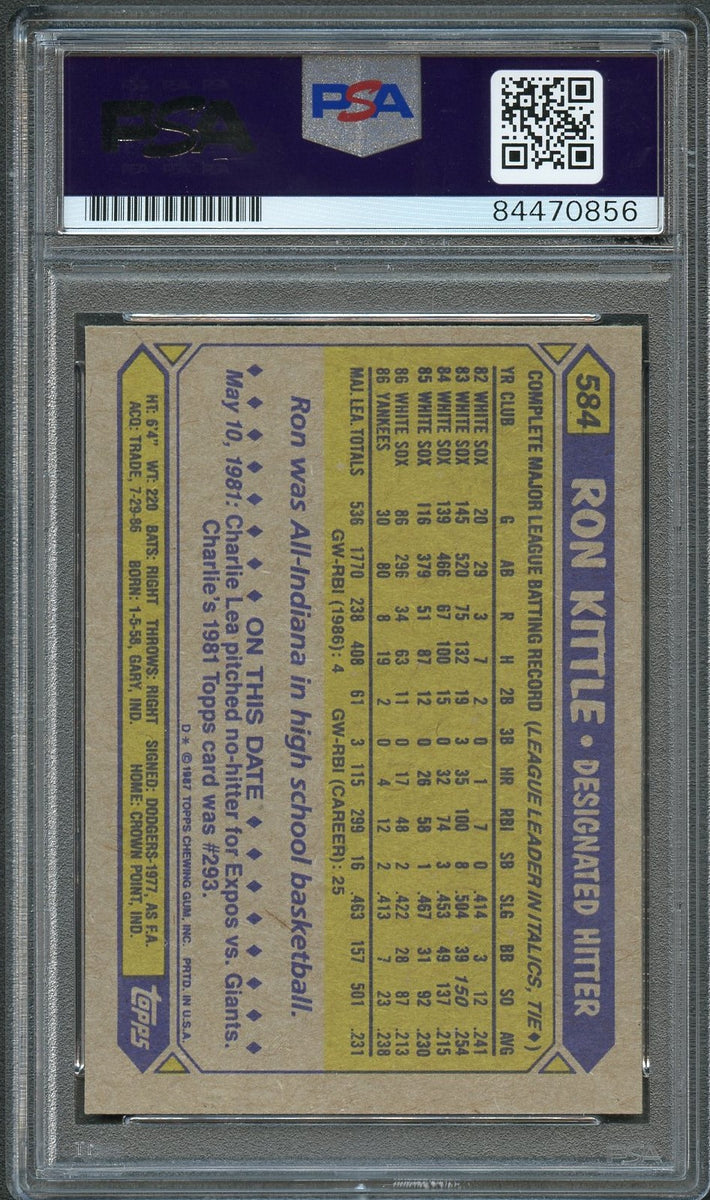 1987 TOPPS #584 Ron Kittle Signed Card PSA Slabbed Auto 10 Yankees – Golden  State Memorabilia