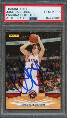 2009-10 Panini Basketball #45 Jose Calderon Signed Card AUTO 10 PSA Slabbed Raptors