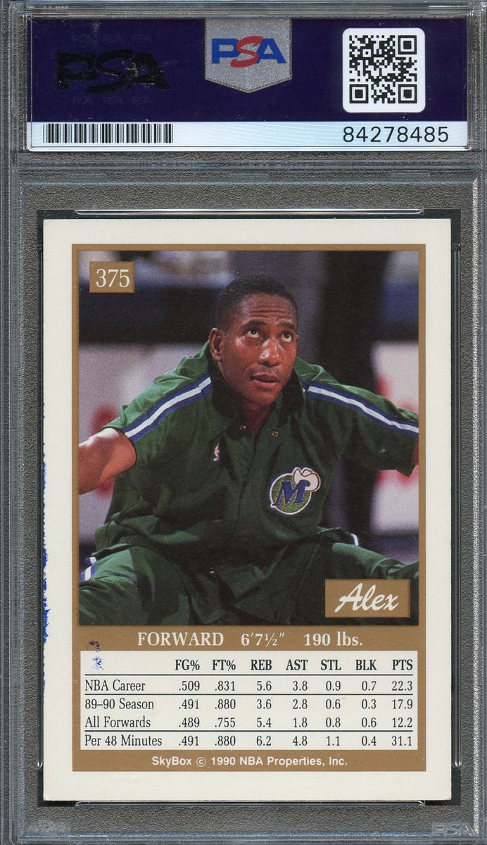 1990 SkyBox 375 Alex English Signed Card AUTO PSA Slabbed Mavericks