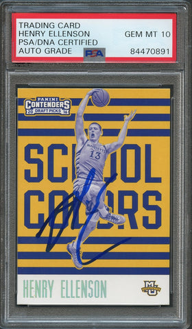 2016-17 Contenders Draft Picks #5 Henry Ellenson Signed Card AUTO 10 PSA Slabbed Marquette