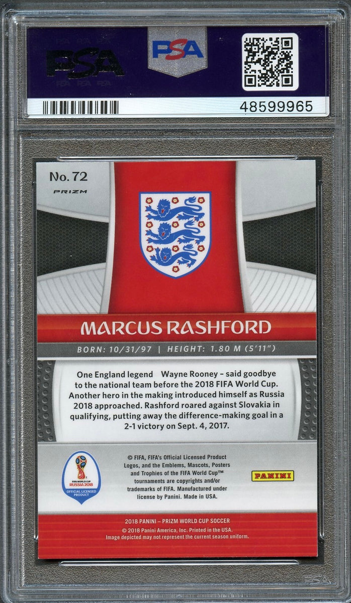 2018 Panini Prizm World Cup #72 Marcus Rashford Silver Prizm PSA 9