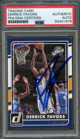 2015-16 Donruss Basketball #171 Derrick Favors Signed Card AUTO PSA Slabbed Jazz