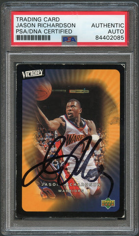 2003-04 Upper Deck Victory #28 Jason Richardson Signed Card AUTO PSA Slabbed Warriors