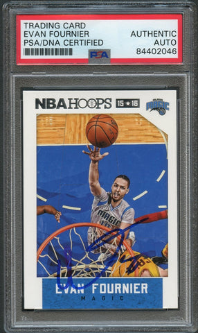 2015 Panini NBA Hoops #11 Evan Fournier Signed Card AUTO PSA Slabbed Magic