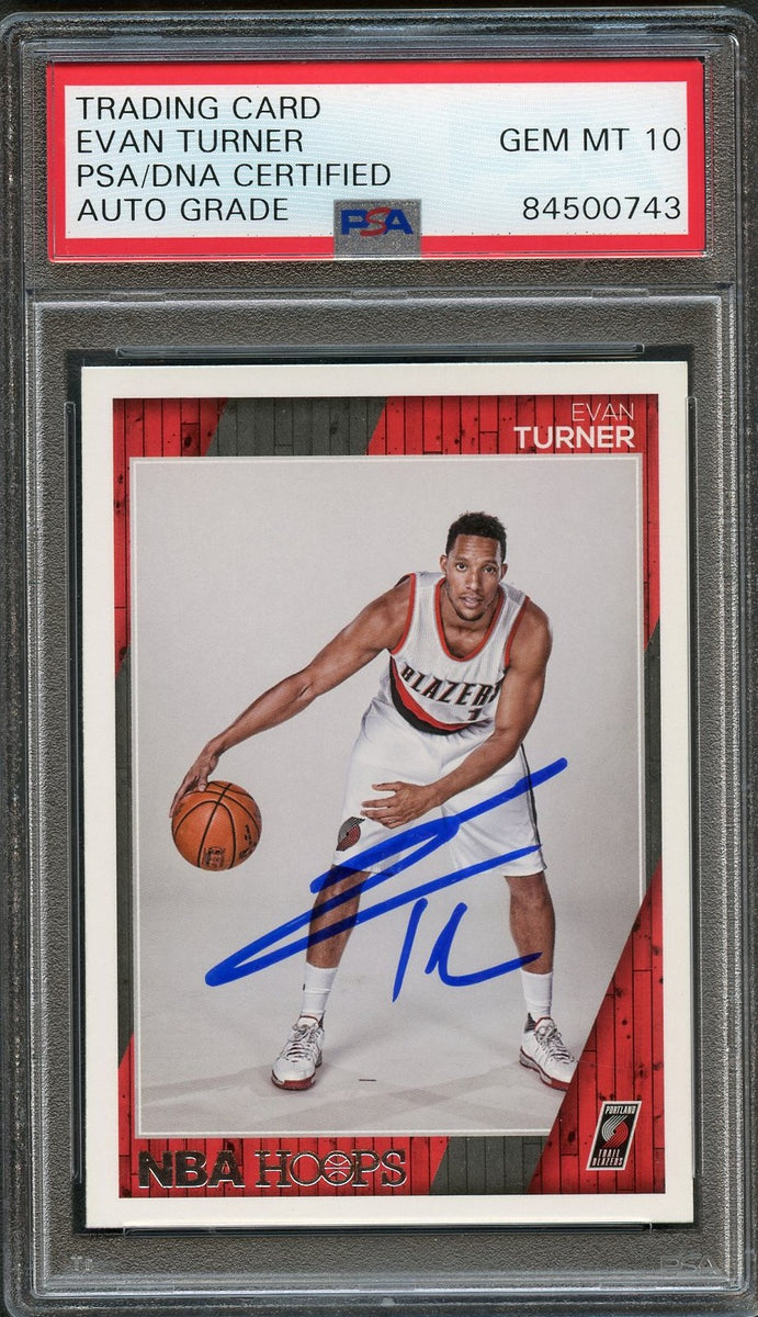 2016-17 NBA Hoops #27 Evan Turner Signed Card AUTO 10 PSA