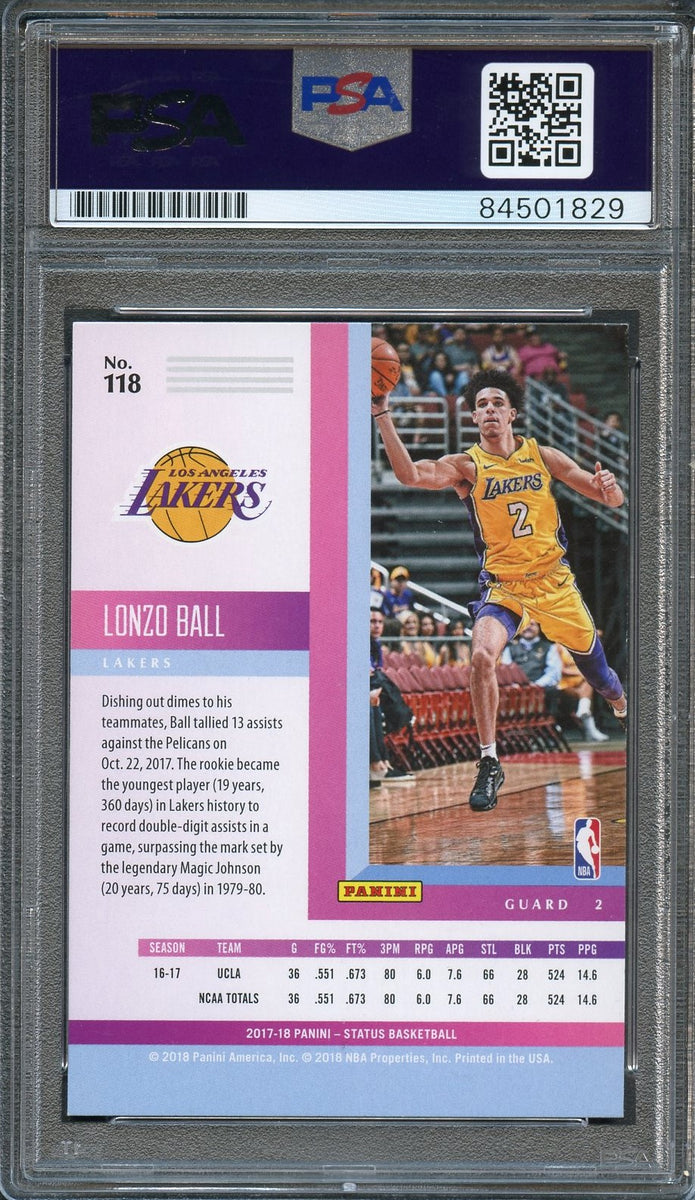 2017-18 Panini Status #118 LONZO BALL Signed Card AUTO PSA Slabbed