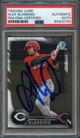 2016 Bowman Chrome Prospect #BCP 119 Alex Blandino Signed Card PSA Slabbed Auto Reds