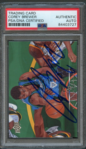 2008-09 Upper Deck Basketball #107 Corey Brewer Signed Card AUTO PSA Slabbed Timberwolves