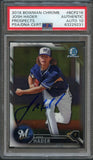 2016 Bowman Chrome Prospects #BCP216 Josh Hader Signed Card PSA Slabbed Auto Grade 10 Brewers
