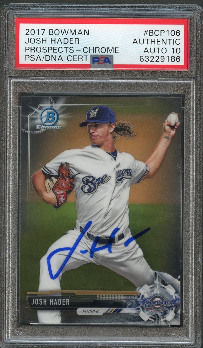 Josh Hader Signed 8X10 Photo Psa/Dna Milwaukee Brewers Autographed