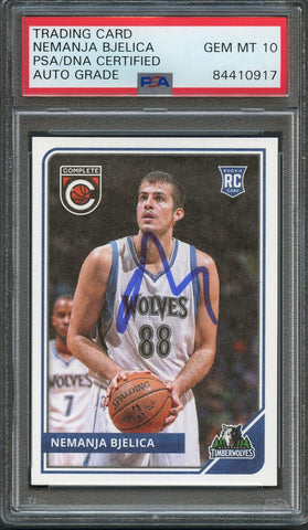 2015-16 Panini Complete #307 Nemanja Bjelica Signed Card AUTO 10 PSA/DNA Slabbed RC Timberwolves