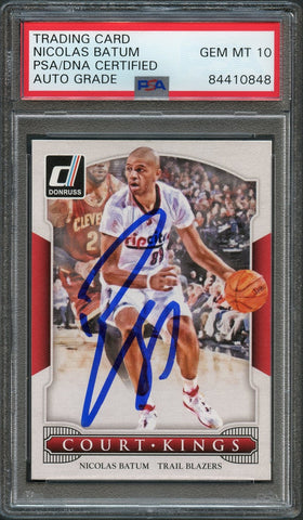 2014-15 Donruss Court Kings #47 Nicolas Batum Signed Card AUTO 10 PSA Slabbed Blazers