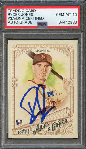 2018 Topps Allen & Ginter #330 Ryder Jones signed card PSA Auto Grade 10 Slabbed RC Giants