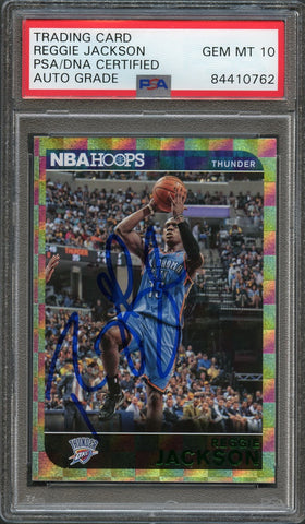 2014-15 NBA Hoops #242 Reggie Jackson Signed Card AUTO 10 PSA Slabbed