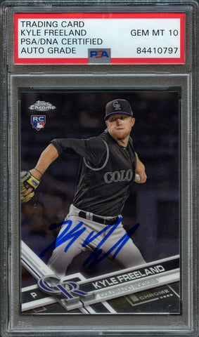 2017 Topps Chrome Update #4 Kyle Freeland Signed Card PSA Slabbed Auto Grade 10 Rockies