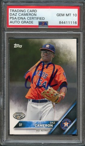 2016 Topps Pro Debut #115 Daz Cameron Signed Card PSA Slabbed Auto Grade 10 Astros