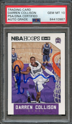 2015-16 NBA Hoops #19 Darren Collison Signed Card AUTO 10 PSA Slabbed Kings