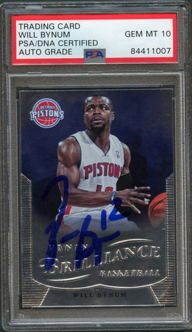 2012-13 Panini Brilliance #66 Will Bynum Signed Card AUTO 10 PSA Slabbed Pistons