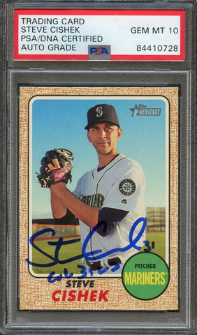 2017 Topps Heritage High Numbers #668 Steve Cishek Signed Card PSA Slabbed Auto 10 Mariners