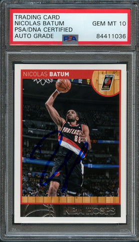 2013-14 NBA Hoops #126 Nicolas Batum Signed Card AUTO 10 PSA Slabbed Blazers