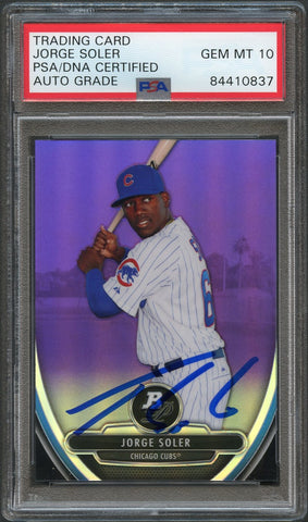 2013 Bowman Platinum #BPCP28 Jorge Soler Signed Card PSA Slabbed Auto 10 Cubs